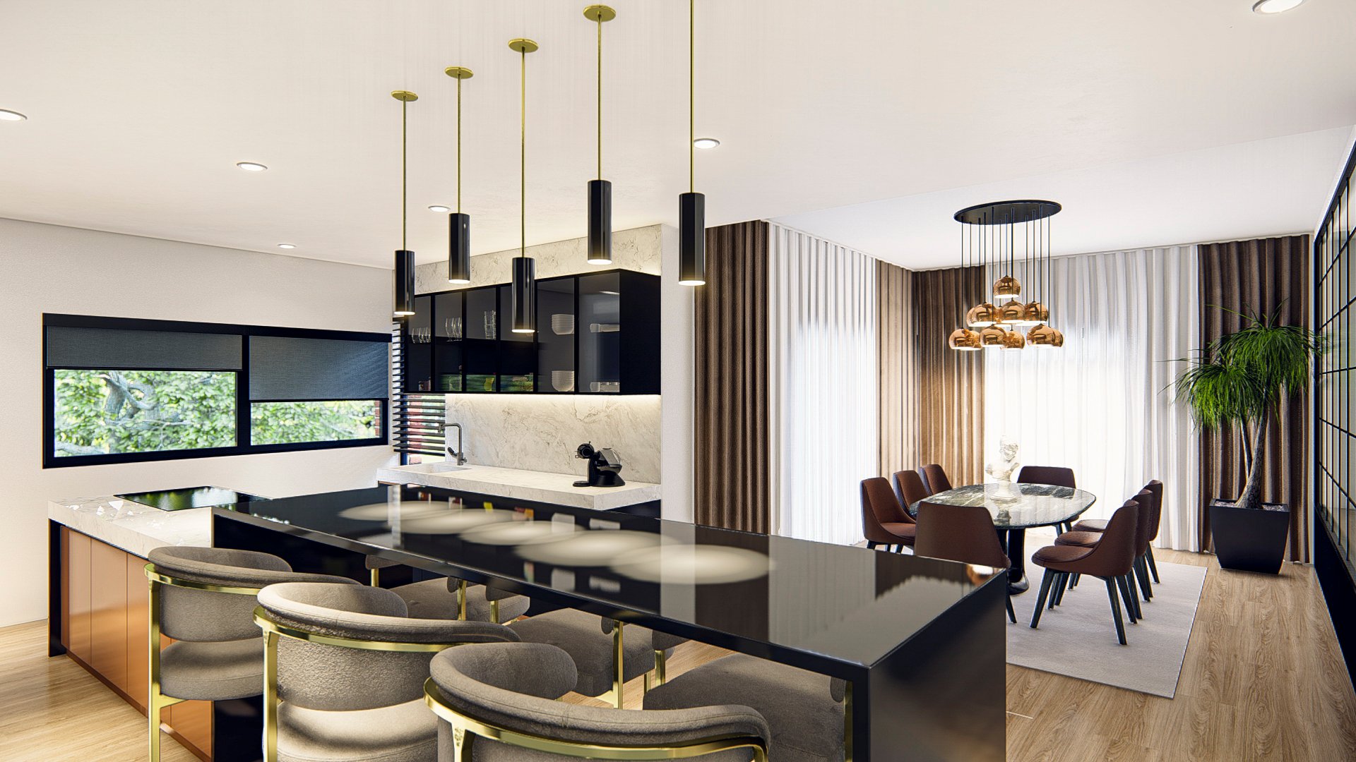 3D Classic and minimalist interior