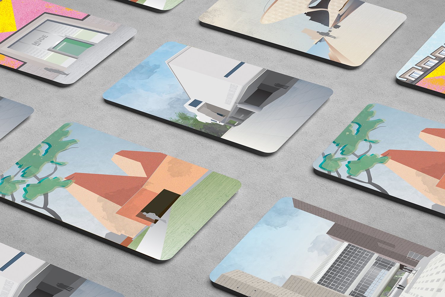 Ilustrações sobre museus de arte modernos