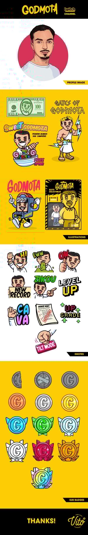 Illustrations for "GODMOTA" Twitch Channel